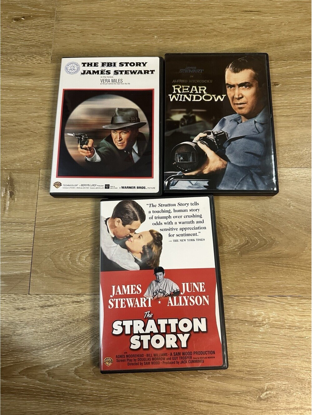 Lot Of 3 James Stewart DVD The FBI story, Rear Window, Stratton Story